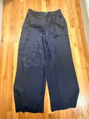 Boden Wide-Leg Satin Pants in Navy